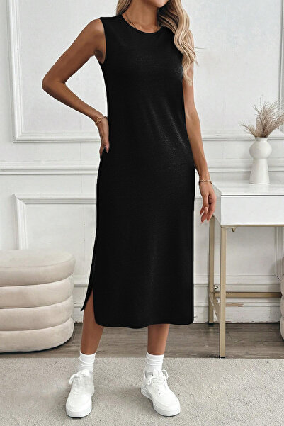 CrazyShopping Γυναικείο βαμβακερό χτενισμένο βαμβακερό φόρεμα 125 εκ.