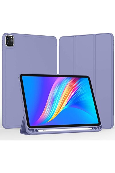 TEKNETSTORE Apple Ipad Pro 4. Nesil M2 2022 11 Inç Tablet Uyumlu Kılıf Uyku Modlu Kalem Bölmeli Silikon Koruyucu