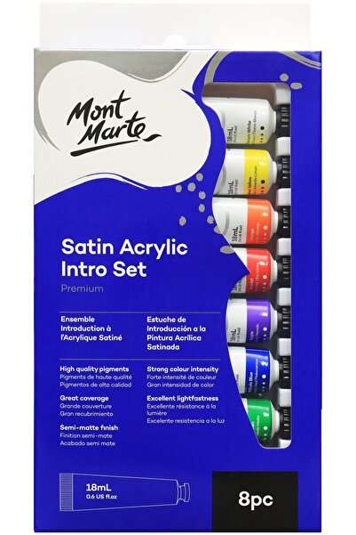Mont Marte MM Premium Saten Akrilik Boya Giriş Seti 8 x 18ml