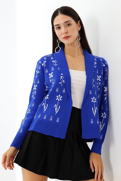 Devinka Cardigan de damă cu guler de haină cu model