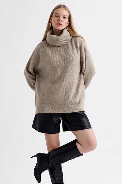 MD trend Turtleneck Women's Knitwear Sweater - Thessaloniki Knit, Oversize