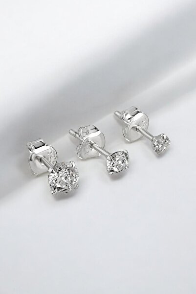 jelux silver Gümüş Tria Zirkon Taşlı Küpe
