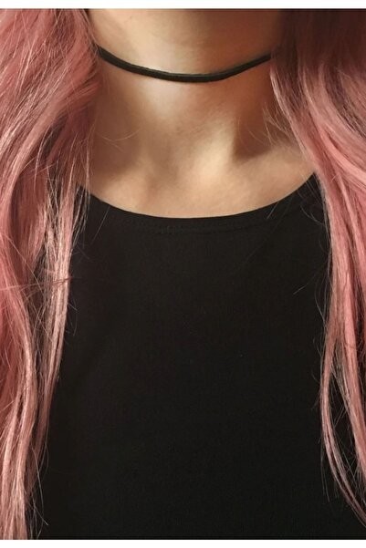 Nishstyle 0,30 cm Ince Siyah Güderi Choker