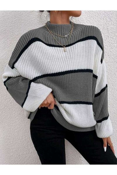 Tilvess Giyim Striped Women's Knitwear Sweater