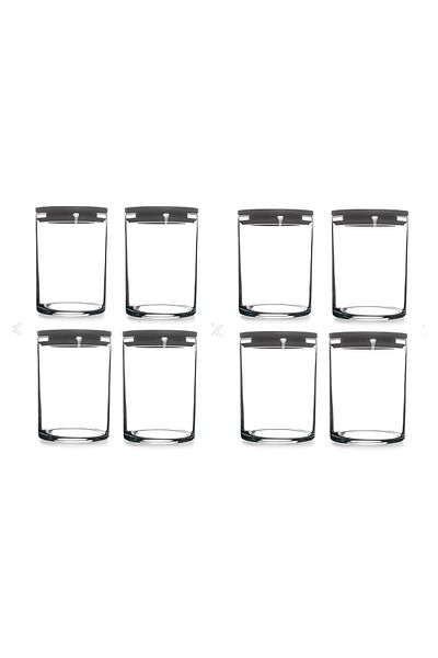 Paşabahçe 43736 Vacuum Glass Jar - Glass Food Storage Container 8 Pieces Gray
