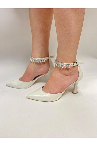 Berush Bride Pantofi de mireasă Berush cu curea la gleznă cu strasuri de 9 CM