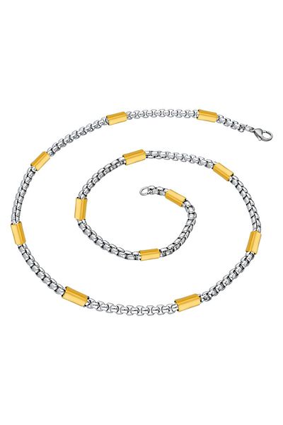 Chavin Gray Gold 5 cm5 mmMen's Steel Chain Dt15bysr
