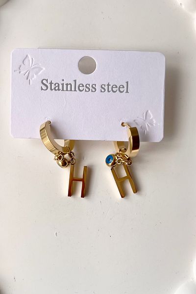 Fubena 316l Steel Earrings with Double Letter