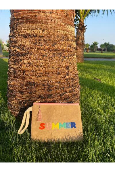 4nio Jute Eye Clutch - Wet Bikini and Cream Beach Bag