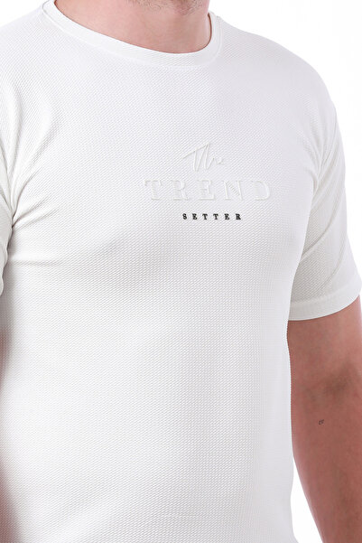 WERRONİ Men's Slim Fit Trend Setter Printed White Color T-Shirt