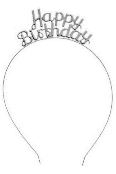 BenimMarifetlerim Happy Brithday Gümüş Metal Taç