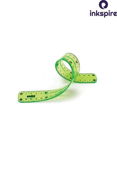 inkspire 30 cm Colored Flexible Drawing Set - 3 Pack Unbreakable Ruler, Pergel Miter Protractor