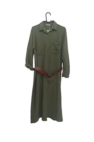 Butik Yazlık İnce Kemerli Keten Elbise