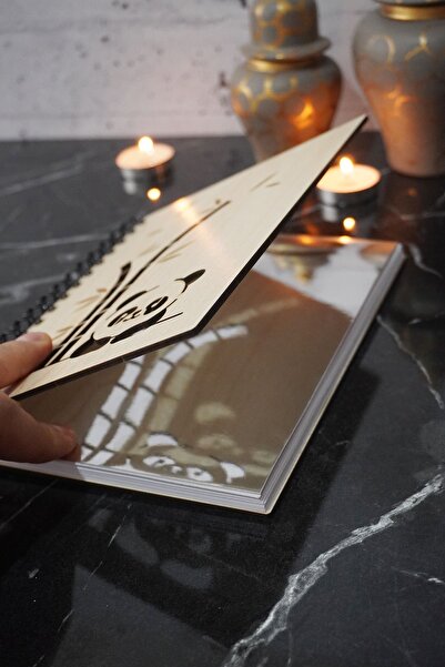 markcat Panda Designed Wooden Diary Notebook - Unlined, A5 Spiral School Notebook