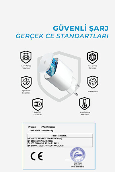 Deji Oppo A52 A54 A72 Reno 4 Lite A5 2020 A9 2020 Hızlı Şarj Aleti 20w Type C