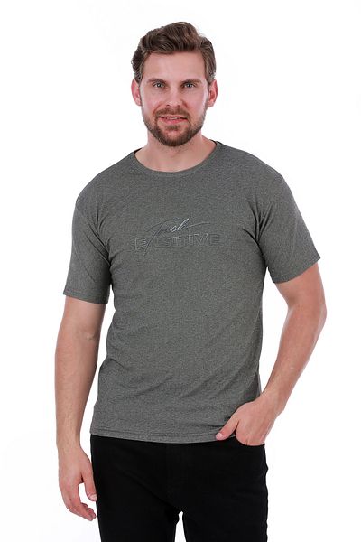 WERRONİ Men's Slim Fit Touch Sensitive Printed Anthracite Color T-Shirt