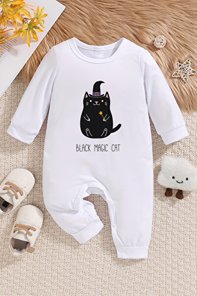 ADABEBEK Magic Cat Printed Style Baby Jumpsuit - Black 22205