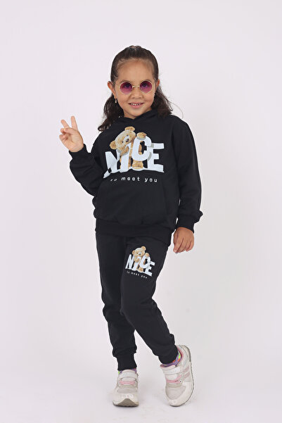 armicem Κορίτσι - Σετ φόρμας με κουκούλα με στάμπα με αρκουδάκι