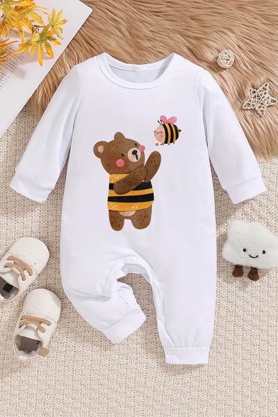 ADABEBEK Honey Bee Patterned Baby Rompers - 20491