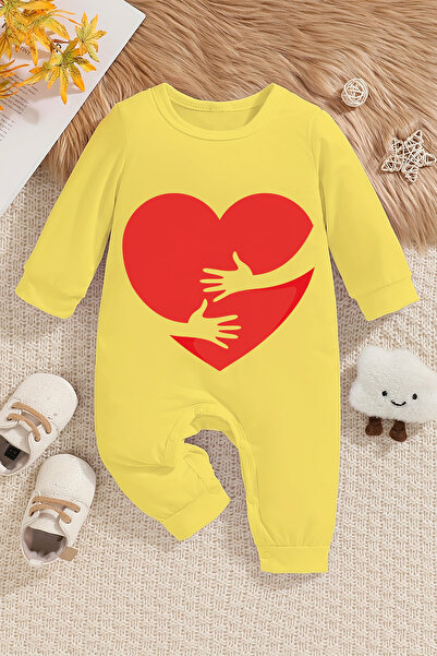 ADABEBEK Heart Printed Love Tie Baby Jumpsuit - 22028