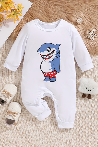 ADABEBEK Baby Swimming Shark Printed Jumpsuit - 22034