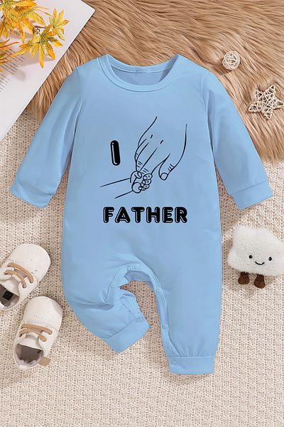 ADABEBEK جمبسوت أطفال مطبوع عليه عبارة "I Love Father" - موديل 22024