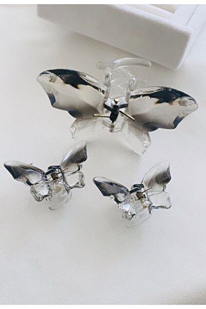 VNS Accessories Set de catarame transparente model fluture (1 mare + 2 mici)