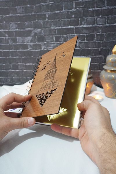 markcat Galata Tower A5 Spiral School Notebook - Ξύλινο, Ατζέντα και Αντιχειραγγελία χωρίς γραμμή