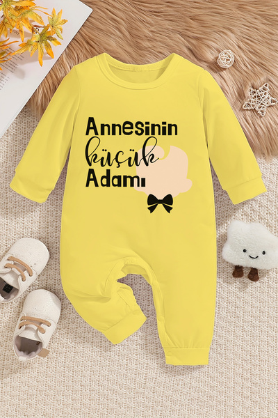 ADABEBEK Annesinin Güçlü Adamı Baskılı Tarz Bebek Tulumu 22016