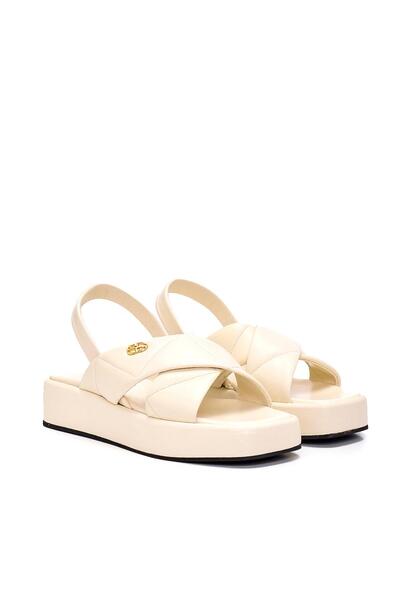 Sofia Baldi White Leather Women's Flat Sandals - Karam