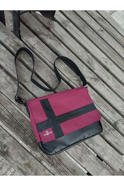 JANJAN Messenger Bag Claret Red Black