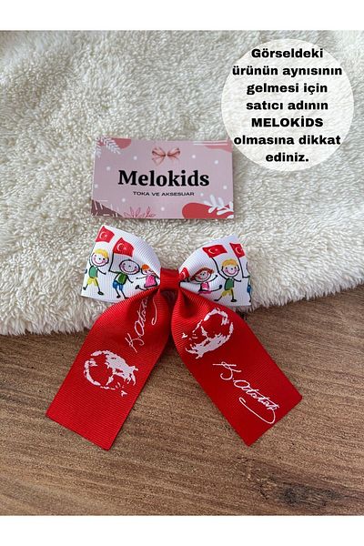 Melo 29 October Red and White Ataturk Signature Girl's Hair Clip
