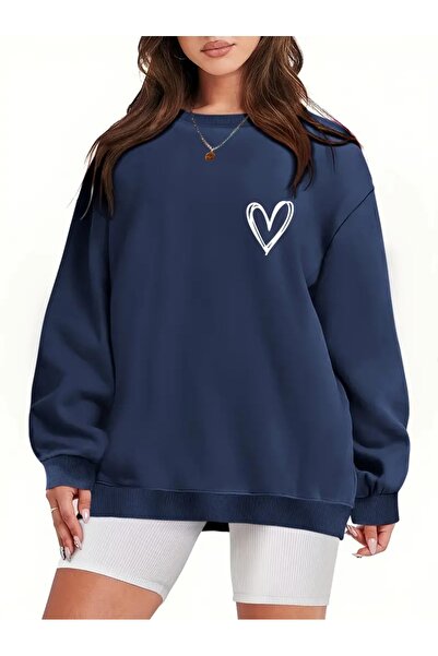 DAXİS Sportwear Company Γυναικείο φούτερ Heart Printed - Crew Neck