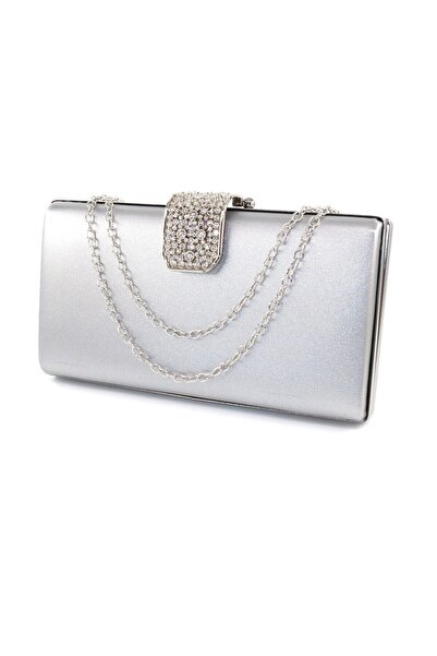 KEEBA Geanta de rochie de seara argintie. Geantă de rochie de seară din piatră din țesătură argintie. Geanta pentru rochie de seara argintie. Invitație Geanta de seară.