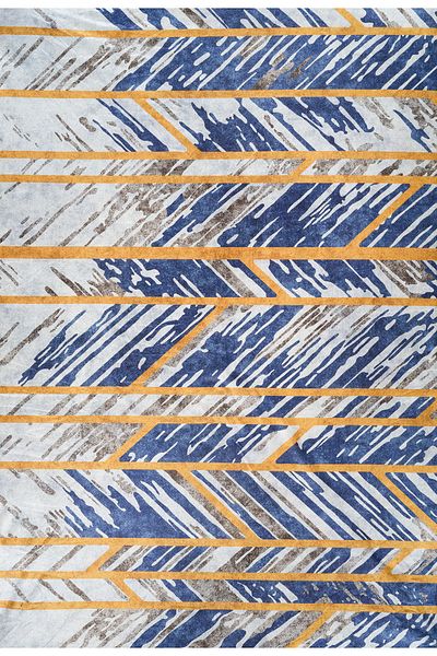 RENKLİBUTİK Modern Patterned Velvet Textured Carpet Cover - Elastic, Sponge and Non-slip