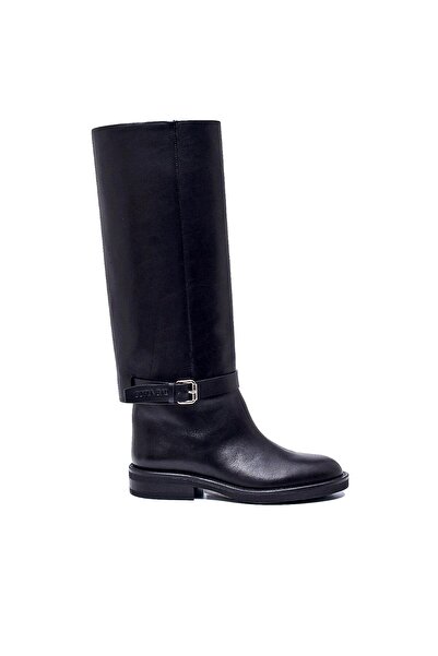 Sofia Baldi Hivda Black Leather Women's Flat Boots