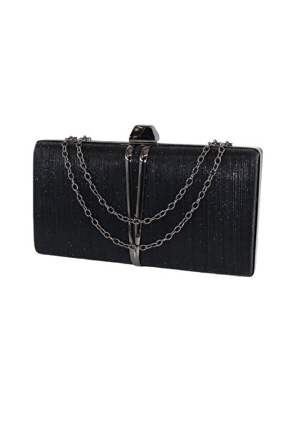 KEEBA Geantă pentru rochie de seară din țesătură cu laser neagră - Portofoliu...