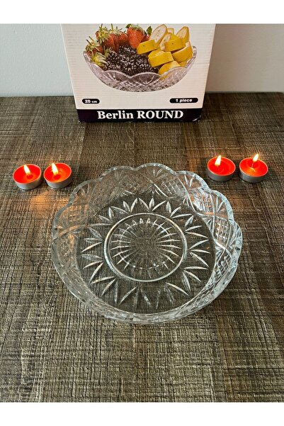 DİBA AVM 20 cm Crystal Glass Fruit Holder Serving Salad Cut - 1 Piece