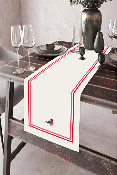 aymira home 40x140cm Dokuma Leke Tutmaz Baskılı Tay Tüyü Kumaş Masa Örtüsü Dekoratif Runner Yıkanabilir Pip Love