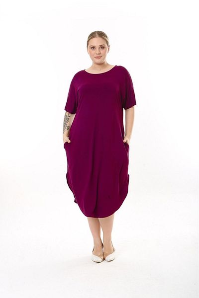 CrazyShopping Rochie de damă largi din viscoză cu buzunare de mărime mare