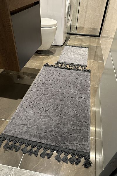 CENTER AVM Μαλακό πλένεται στο πλυντήριο, ανθρακί βελούδινο χαλάκι μπάνιου