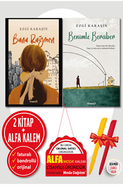 masakitap EZGİ KARAŞİN 2 KİTAP Set Bana Rağmen+ Benimle Beraber+ Alfa Kalem-E...