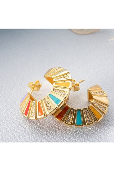 Silvano Jewelry 925 Ayar Gold Taşlı Mineli Gümüş Küpe