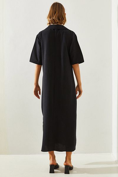 Bianco Lucci Γυναικείο μακρύ φόρεμα Polo Neck Slit με λεπτομέρειες - 5943 60251681