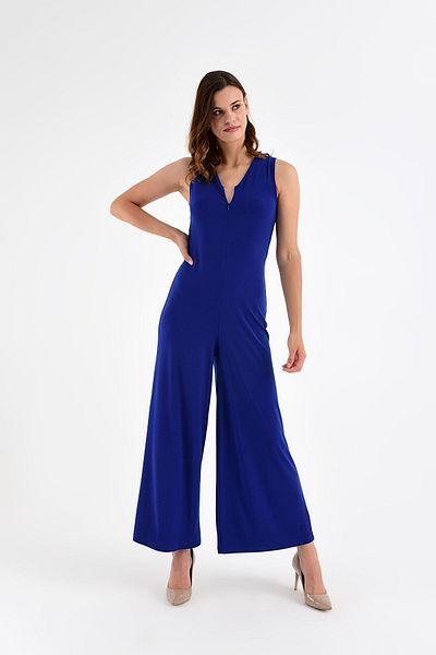 Laranor Sax Color Women's Jumpsuit - Front Zipper, Day and Night Elegance - 20l6845