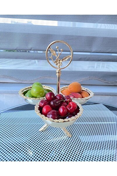 İmren Collection 3-Piece Brass Snack Bowl Presentation Set, 1 3-Piece and 2 Single Presentation Cups will be sent.