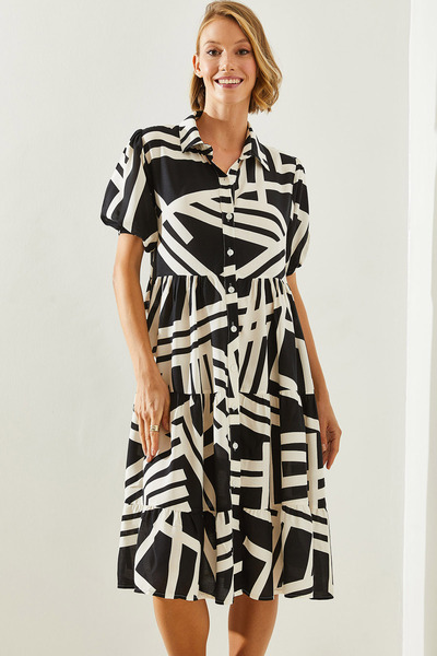 Bianco Lucci Viscose Women's Dress - Collared and Buttoned