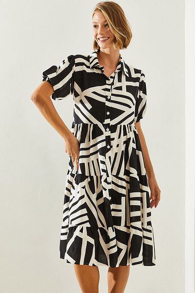 Bianco Lucci Viscose Women's Dress - Collared and Buttoned