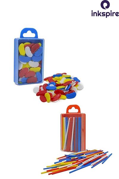 inkspire 1 Pack Colorful Plastic Number Counting Set - Sticks and Beans 1St For Classrooms