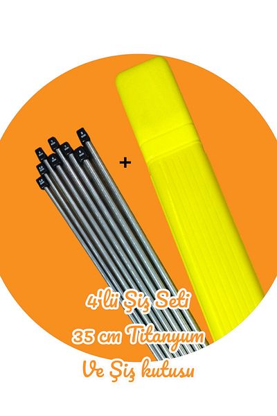 Masal Örgü Evi Sultan/pitchfork Needle Box Set of 4 Titanium Knitting Needles 35 Cm 5-6-7 and 8 Numbers